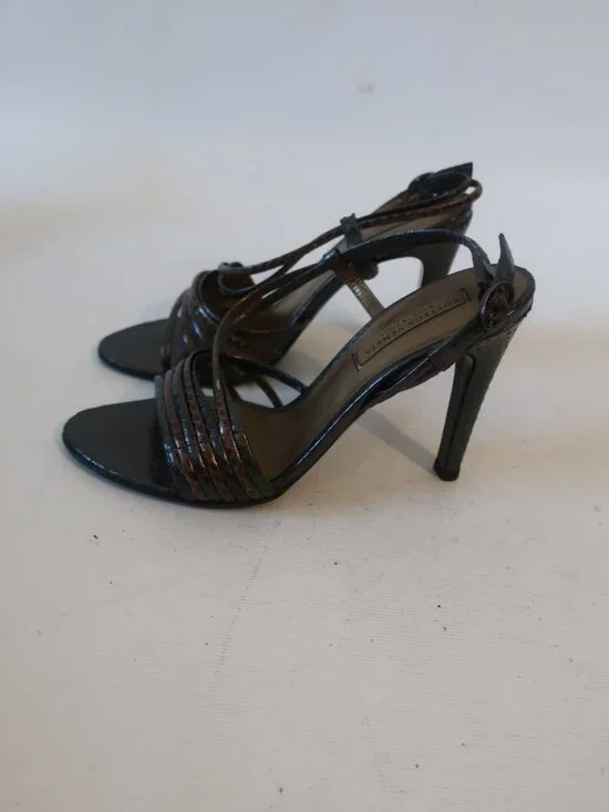 Women Bottega Veneta Black Brown Strappy Leather Stiletto Heel Sandals 36 US/6 - Picture 9 of 16
